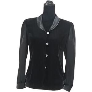 Metaphor Black Velvet Formal top with sheer sleeve Medium